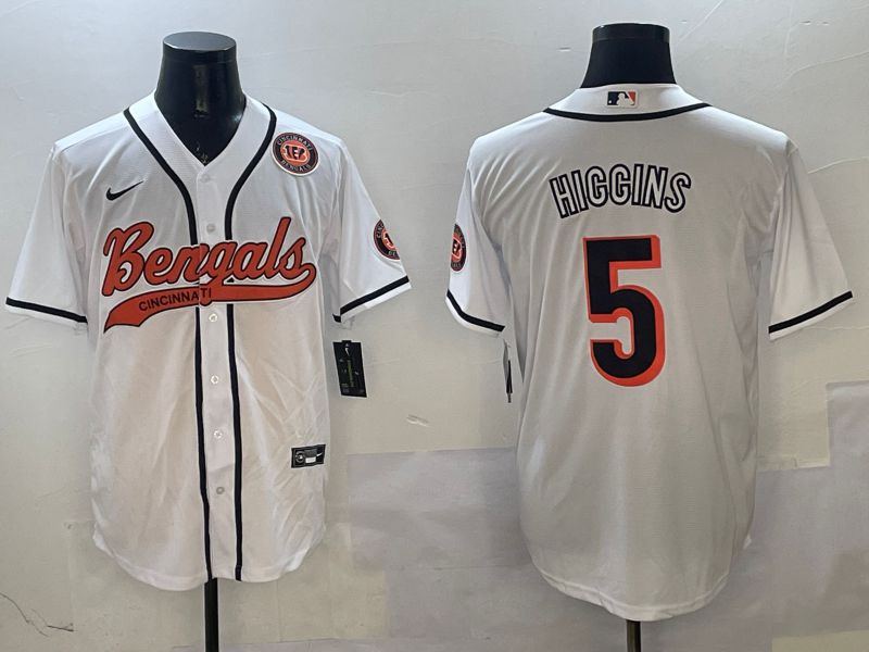 Men Cincinnati Bengals #5 Hiccins White Joint Name 2025 Nike Limited NFL Jersey style 5->cincinnati bengals->NFL Jersey